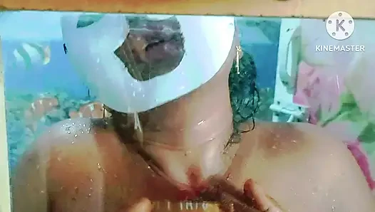 Sexy huge boobs desi girl gave a hot blowjob for his boyfriend in the bathroom and he cum on her hair