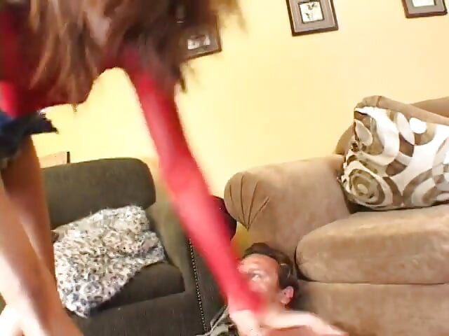 Guy is eating out her asshole upside down on the sofa