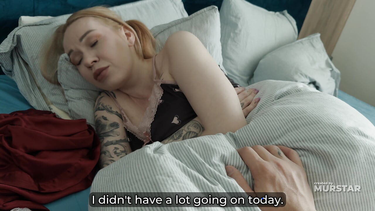 Step Mom with Huge Tits Shares the Bed with Step Son in Heart Peignoir and Gets Cum on Her Massive Ass After Spoon Sex