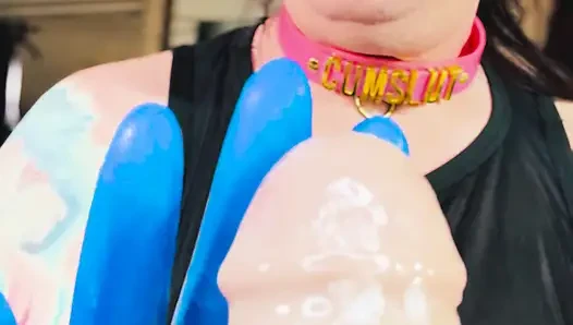 New Latex Gloves! Tina Snua Wanks A Dildo Just How Daddy Likes His Cock Stroked!