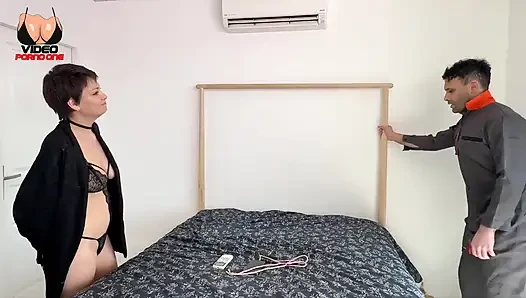 This Naughty Girl Gets Fucked by the Repairman and Swallows All His Cum...