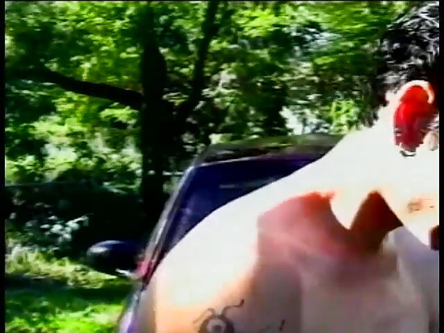 Tranny with phat ass gets head on the hood of a car then gets fucked