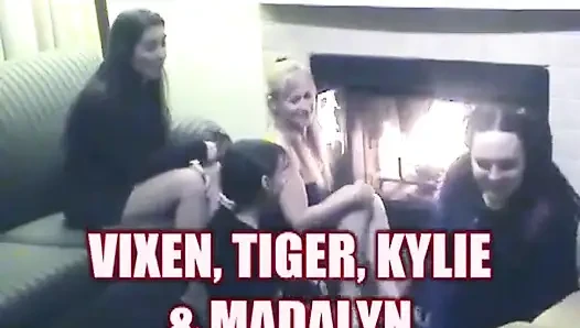 Vixen и Kylie отлизали киску вчетвером