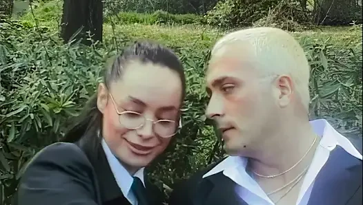 The Girl with Glasses Gets Her Hairy Pussy Pounded and Her Ass Smashed