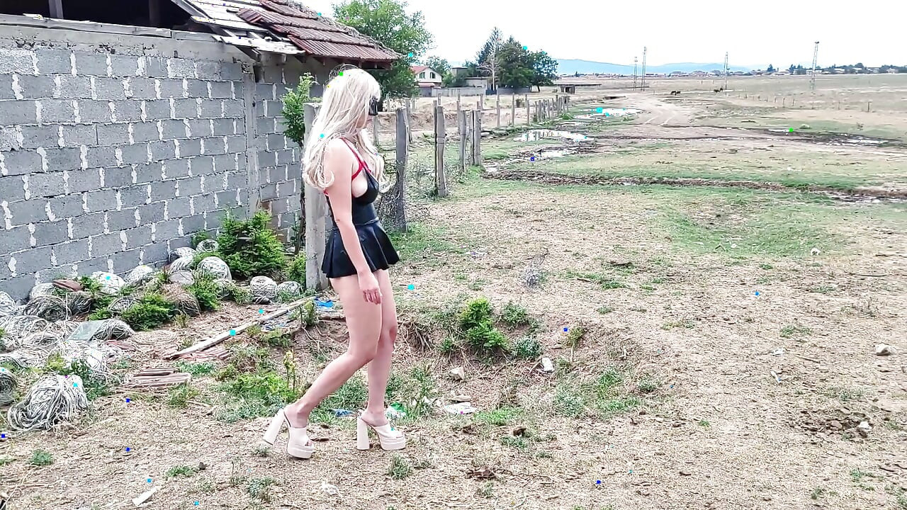 Slave tih undresses in the abandoned farm