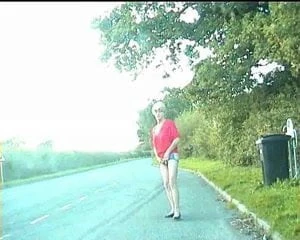 Zoe exhibitionist transvestite bitch in bumless hot pants on the streets
