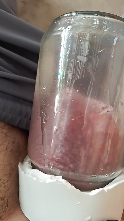 Squirting sperm while pumping balls