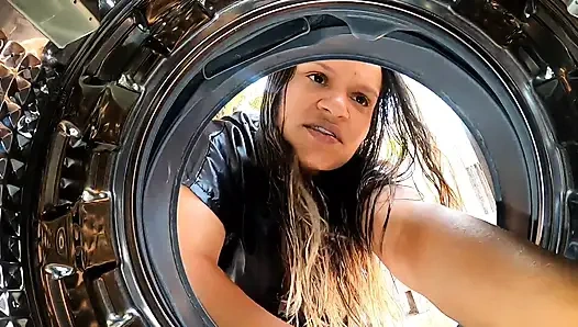 I Got Stuck in the Washing Machine My Black Dick Stepson Took Advantage and Fucked Me