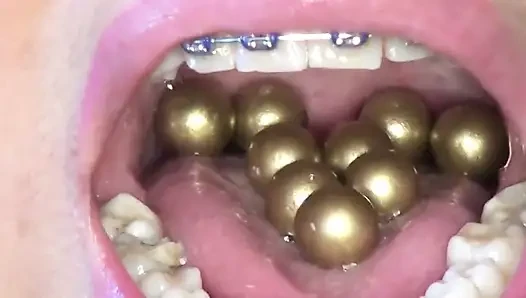Swallowing and Putting Golden Pearls in My Vagina