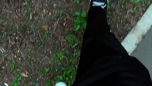 Beautiful blonde does outdoor blowjob