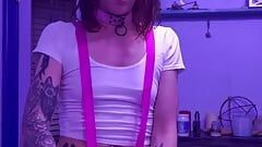 Cosplay Kitten Pegging and Stroking Cock to Cumshot!