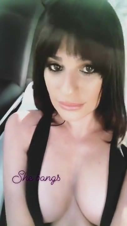 Lea Michele in short dress with epic cleavage