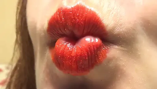 Französisches küssen mit mir! Roter lippenstift-fetisch!