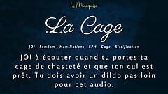 JOI for a caged guy who has to dildo his ass | French Audio Porn