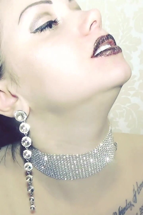 Brown glittery lips and sexy chocolate eating