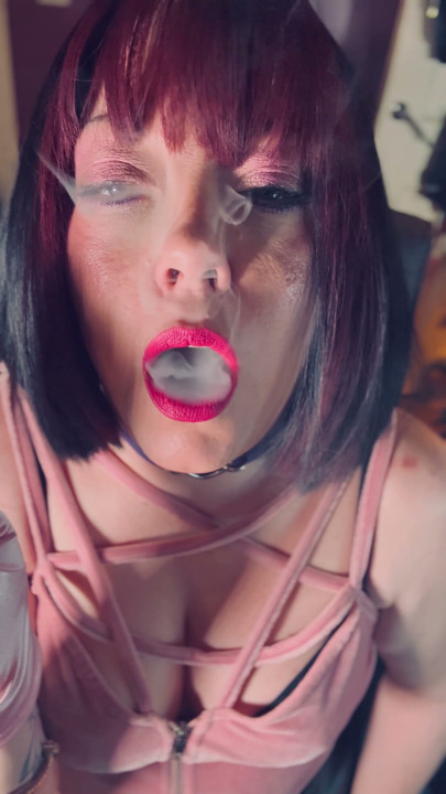Sweet Goth Girl Tina Snua Smokes A Cork Cigarette In Satin Gloves & Jewellery - Smoking Smoker BBW OMI Snap Inhale Drifting | Clip 1