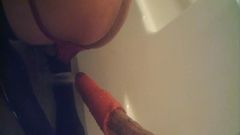 home made water dildo in the bath tub