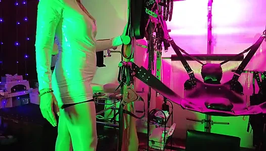 Dominatrix Eva Latex Solo Facesitting Femdom Panties Big Ass MILF BDSM Fetish Hot Heels Gonzo White Pvc Dress