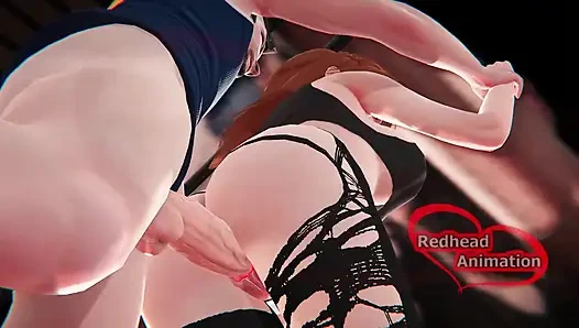 Тренировка рыжей в спортзале