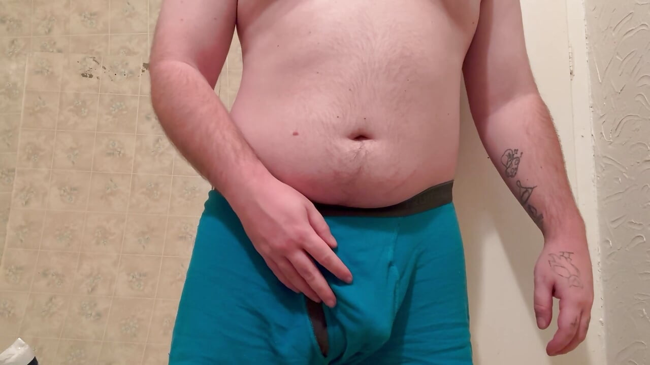 Playing with my hard cock without cumming