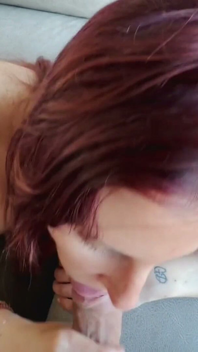 Hot Tattooed Redhead GF Gives Deep Blowjob on Couch & Moans in Missionary - Homemade Real Sex | Clip 1
