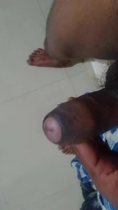 Black cock is being wiped with a towel