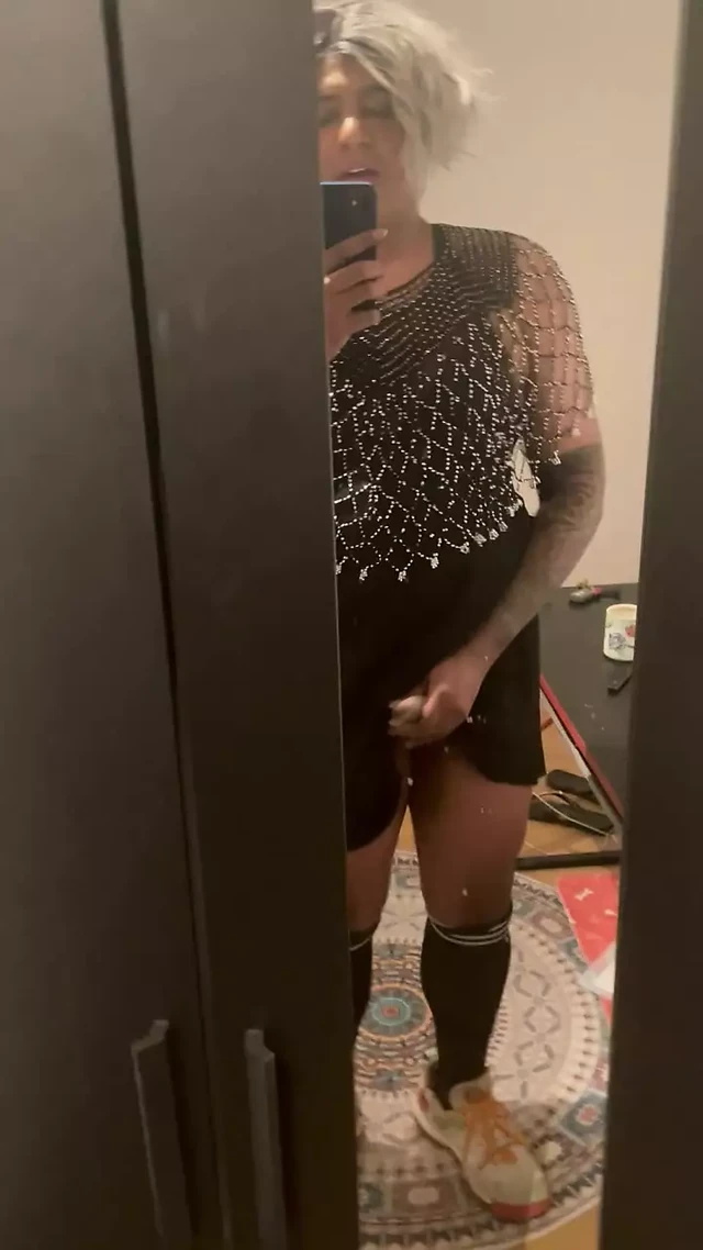 Crossdresser masturbating