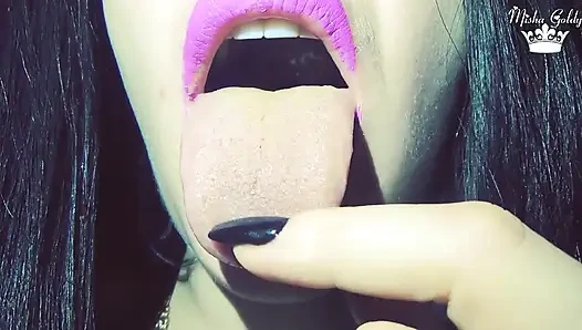 Purple glossy lips