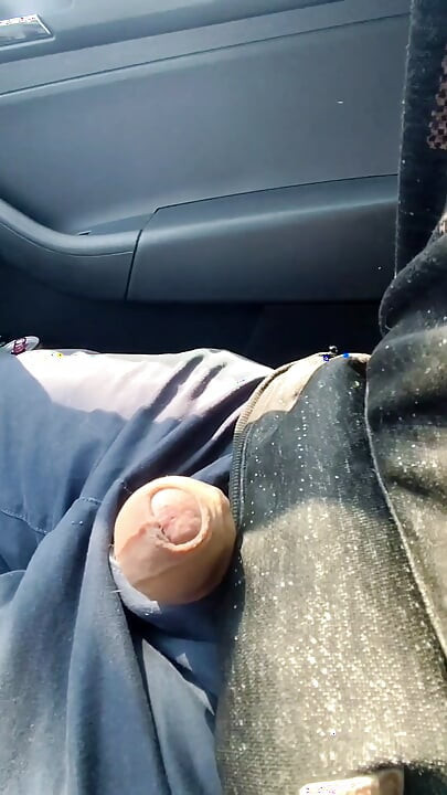 Almost caught! He jerks off in traffic in front of me, I love watching. Big cumshot! Part 1