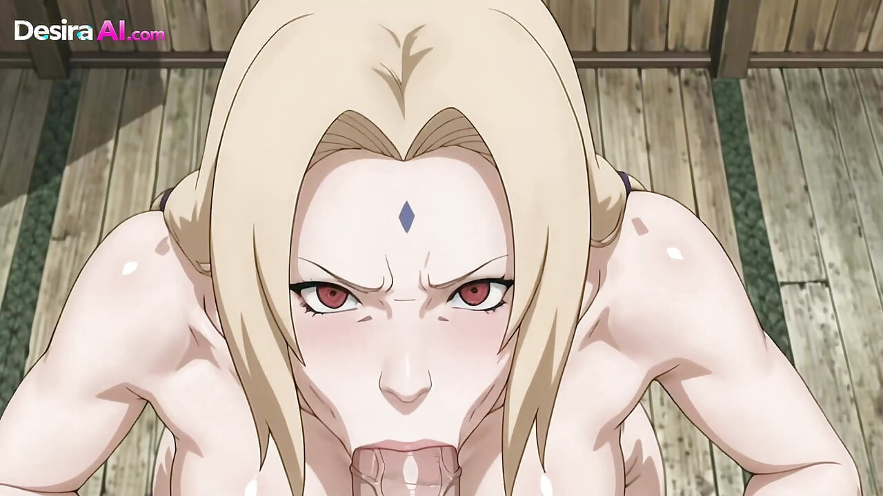 Langzame slagen, Tsunade's grote borsten en kont aanbeden, sperma druipt van haar lippen AI Generated