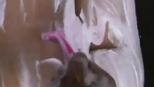 Candy Shaves Pussy Then Gets Fucked with a Dildo