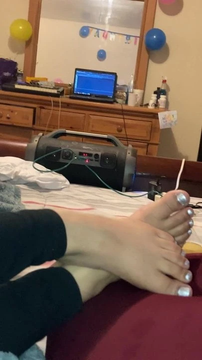 Sexy silver ebony toenails making my dick hard