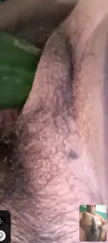 Unforgettable moment from "Another hot video call from my hairy stepsister putting cucumber in her pussy"