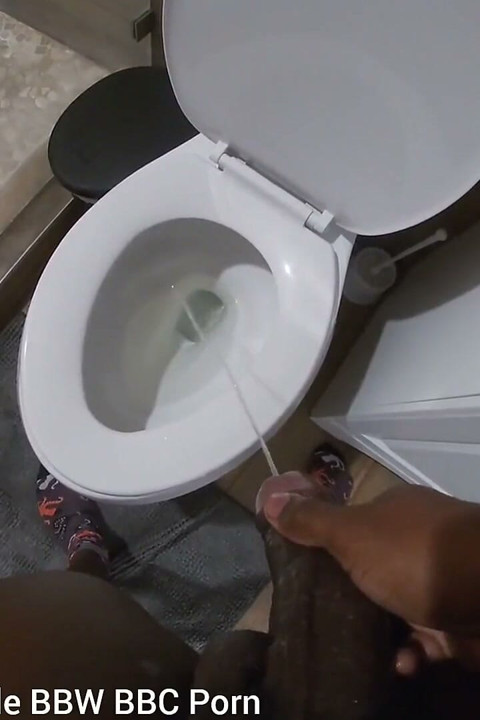 Stroking My BBC Peeing in the Toilet POV