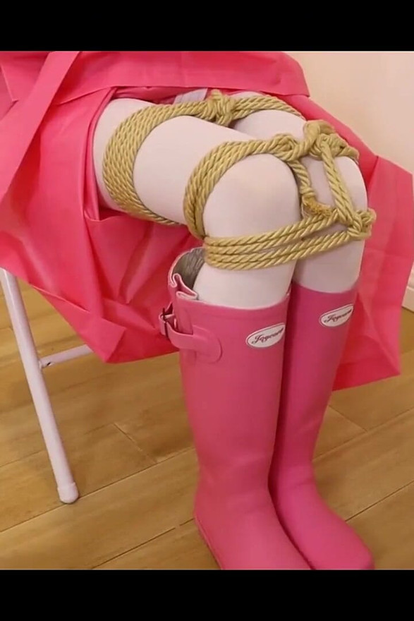 White Silk Raincoat Tape Restraint Part 1