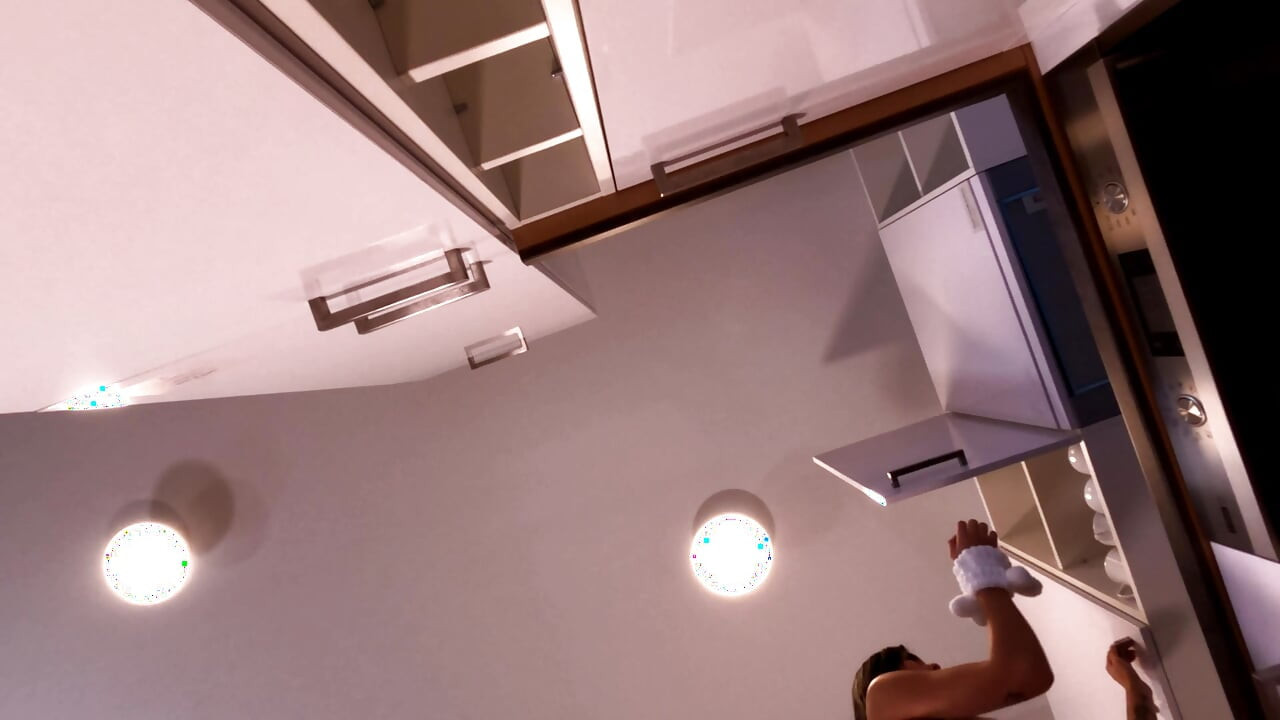 Najkraća ružičasta suknja i preko kolena je ono što ova zgodna brineta voli da nosi bez grudnjaka