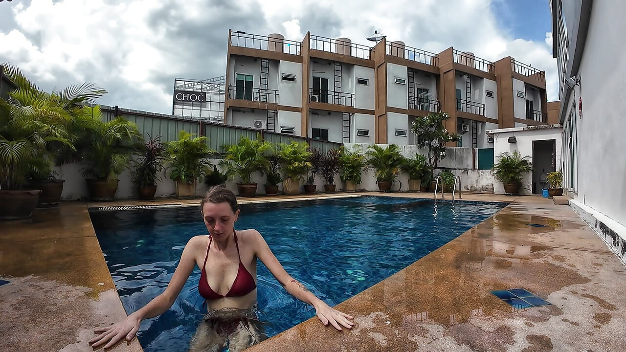 watch us playing in our swimming pool