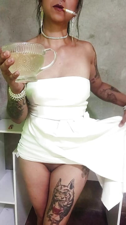 My Special Warm Cocktail in White Dress