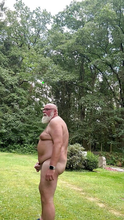 Ralf, the fat, deviant perverted gay bastard, jerks off naked in public in a cemetery and squirts.