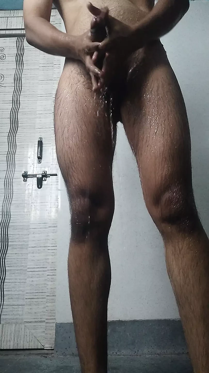 Indian boy mastrubating while getting showered