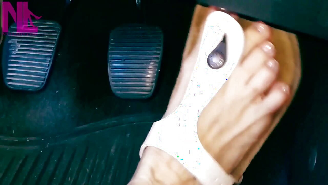 Pedal Pumping in Cream Colored Gizeh Birkenstocks