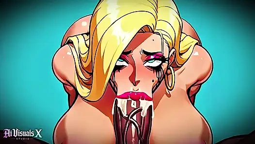 (4K) AI 3D animierte - blonde tussi MILF mit dickem arsch und dicken titten, MILF gefickt &gesichtsbesamt - mit sperma bedeckt (AI Visuals X)