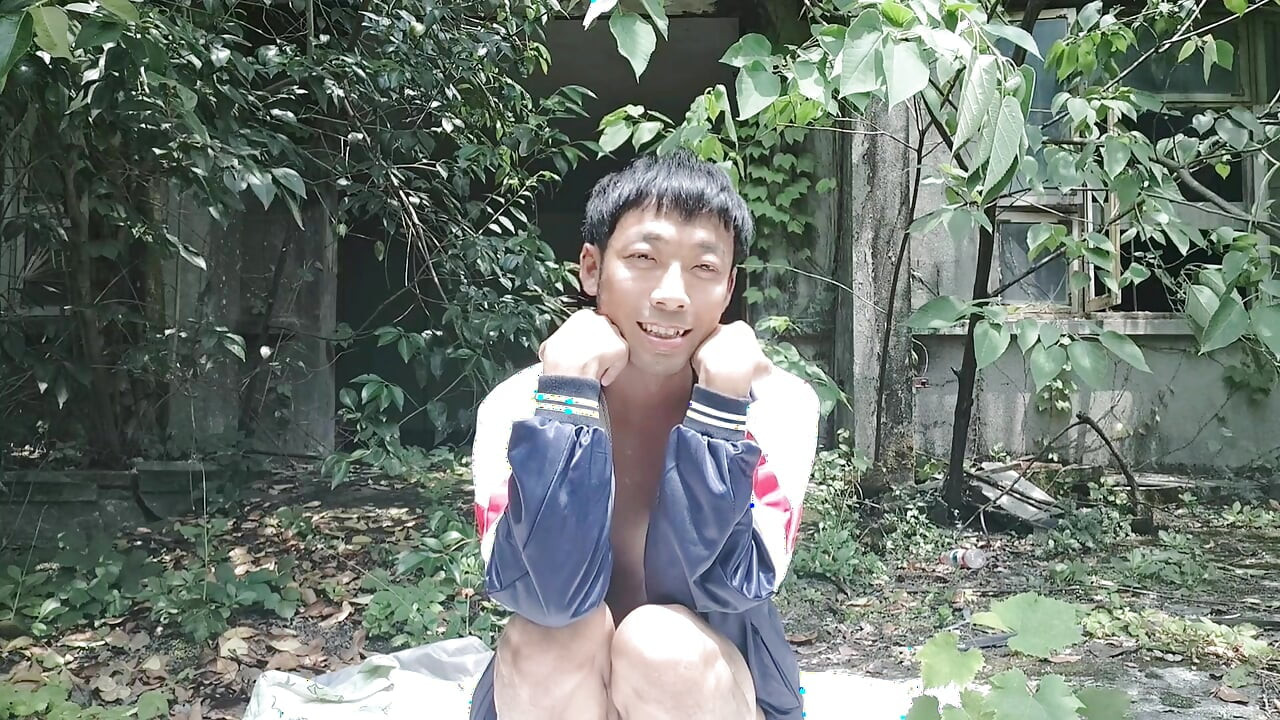Asian boy spontaneously exposes himself naked in the wild, moans, masturbates, and ejaculates