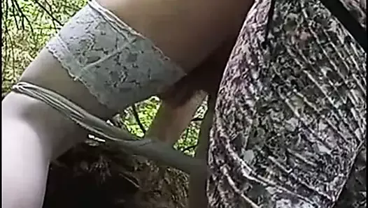 Forest whore gives in the ass
