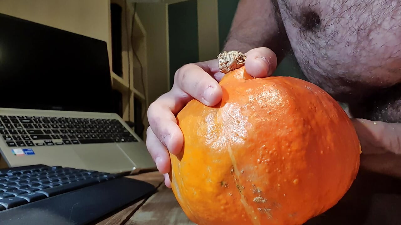 Fucking a pumpkin with my dick for dinner