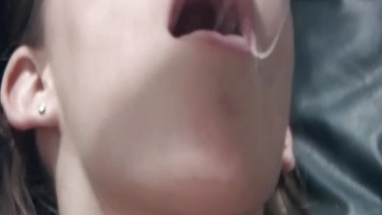 Mature Brunette MILF Gives Sloppy Blowjob on Couch