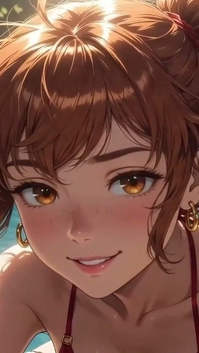 AI Girl Sensually on the Pool - Studio Ghibli Style | Clip 1