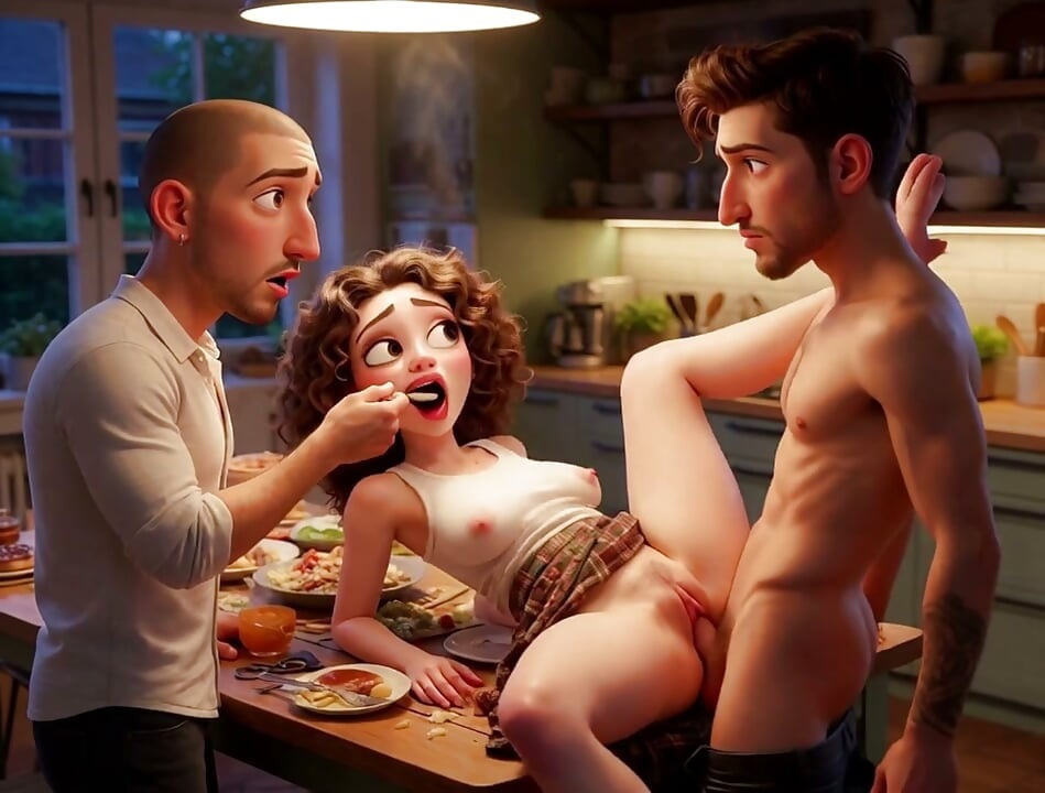 Mientras espero la cena que me está preparando mi novio cuckold, me estoy cogiendo con mi amante (generado por IA)
