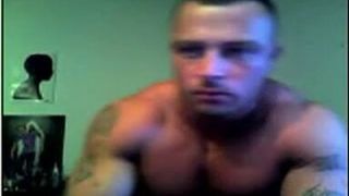 Handsome Tattooed Bodybuilder Strips and Cums on Cam