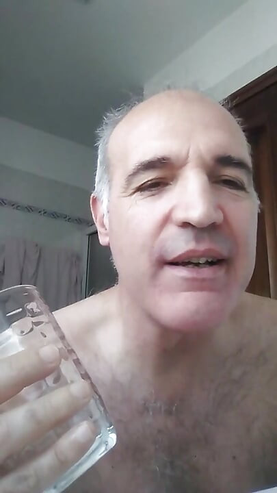 I Cum in the Bathroom in the Glass and Swallow My Hot Cum